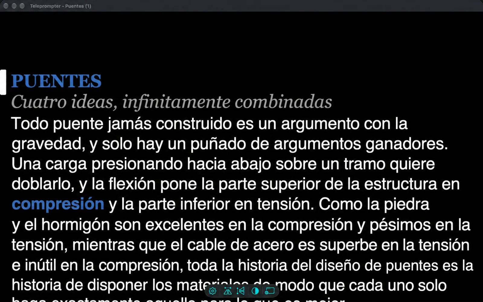 La ventana de prompt duplicada que muestra el mismo script que la ventana principal, con una pequeña barra de cinco botones en la parte inferior.