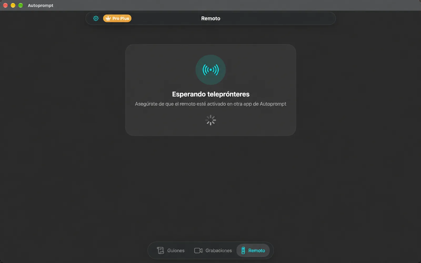 Tabla remota que muestra Esperando las indicaciones de telepromoción mientras busca otros dispositivos