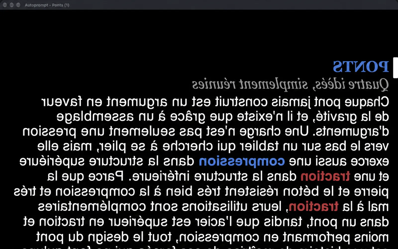 La fenêtre de prompt duplicée avec son texte miroir de gauche à droite
