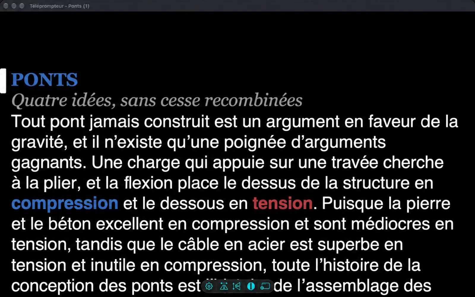 La fenêtre de prompt duplicée affichant le même script que la fenêtre principale, avec une petite barre de cinq boutons en bas.