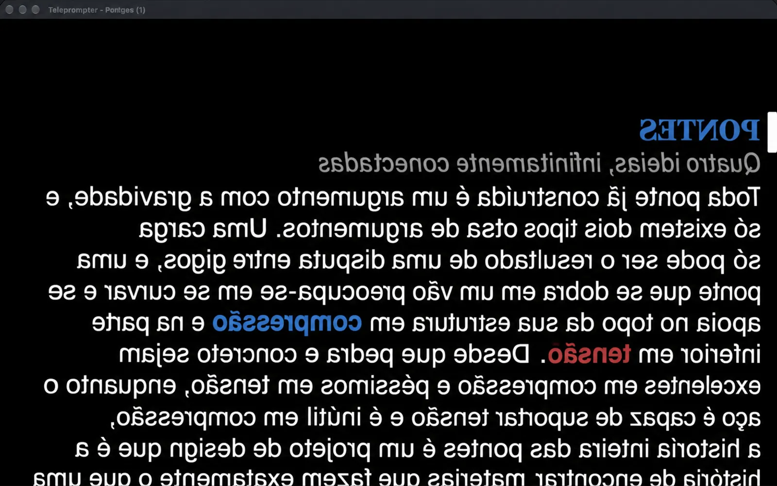 A janela duplicada do prompt com seu texto espelhado da esquerda para a direita