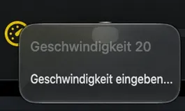 Das Kontextmenü am Modoeintrag, das die aktuelle Geschwindigkeit anzeigt und ein Element „Eingabegeschwindigkeit“ enthält.