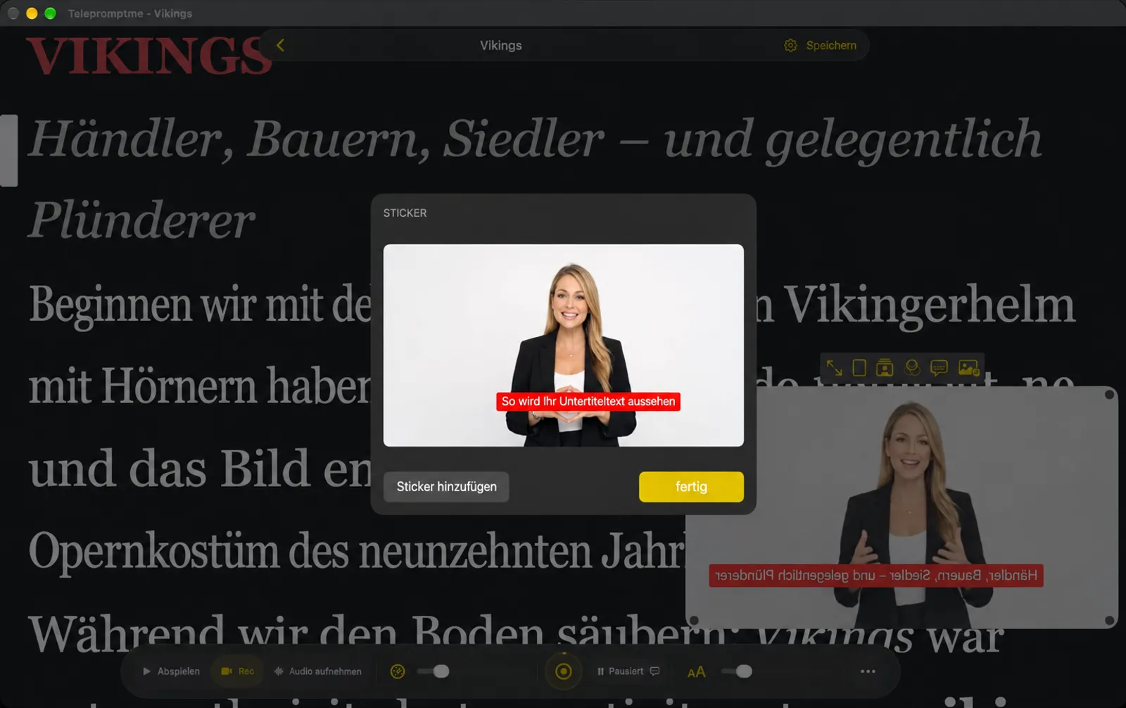 Das Aufkleberblatt mit einer Vorschau des Rahmens und einer Schaltfläche zum Hinzufügen eines Aufklebers