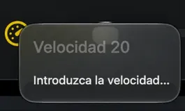 El menú contextual en el icono del modo que muestra la velocidad actual y un elemento de velocidad de entrada