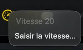 Le menu contextuel sur l’icône de mode indiquant la vitesse actuelle et un élément de vitesse Entrée