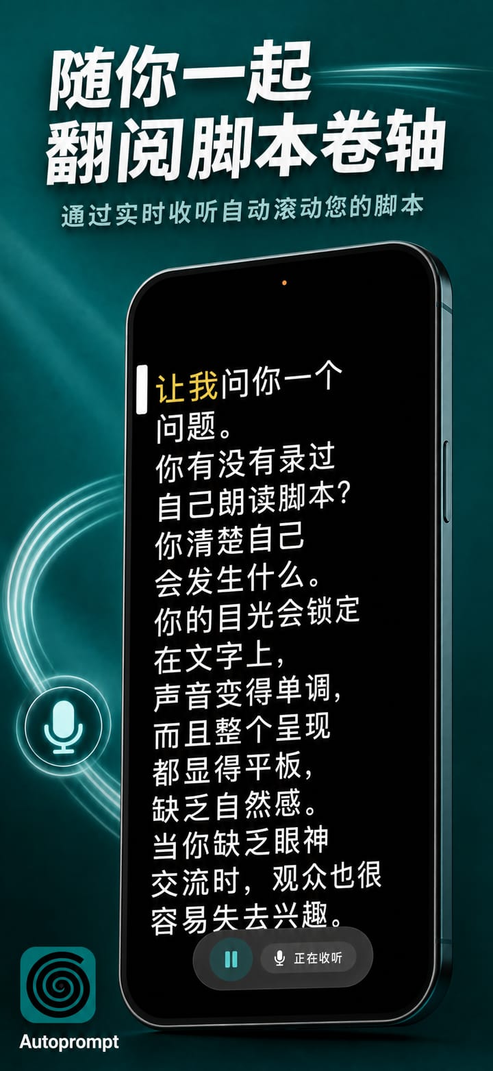 Autoprompt 在 iPhone 上随你的语音同步滚动脚本
