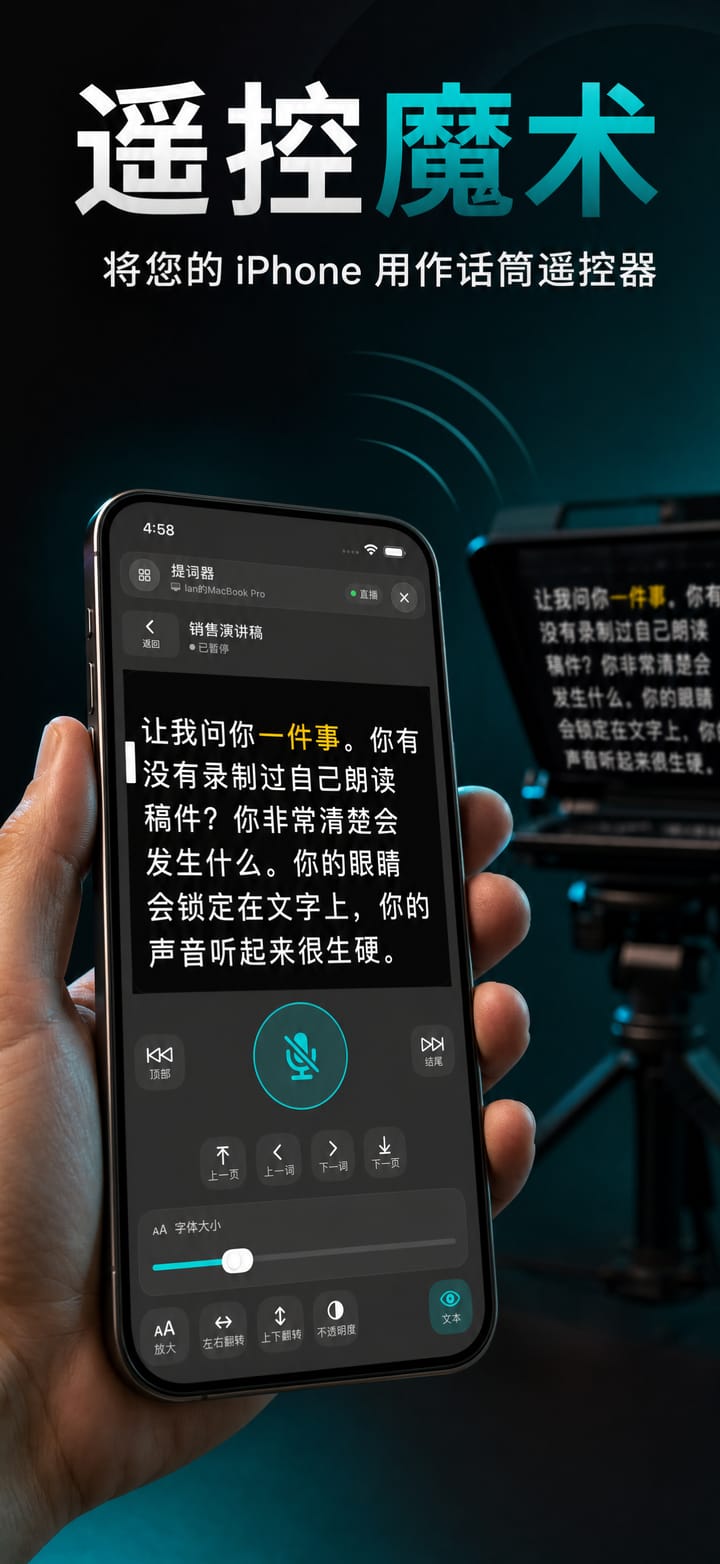 用作 Autoprompt 遥控器的 iPhone