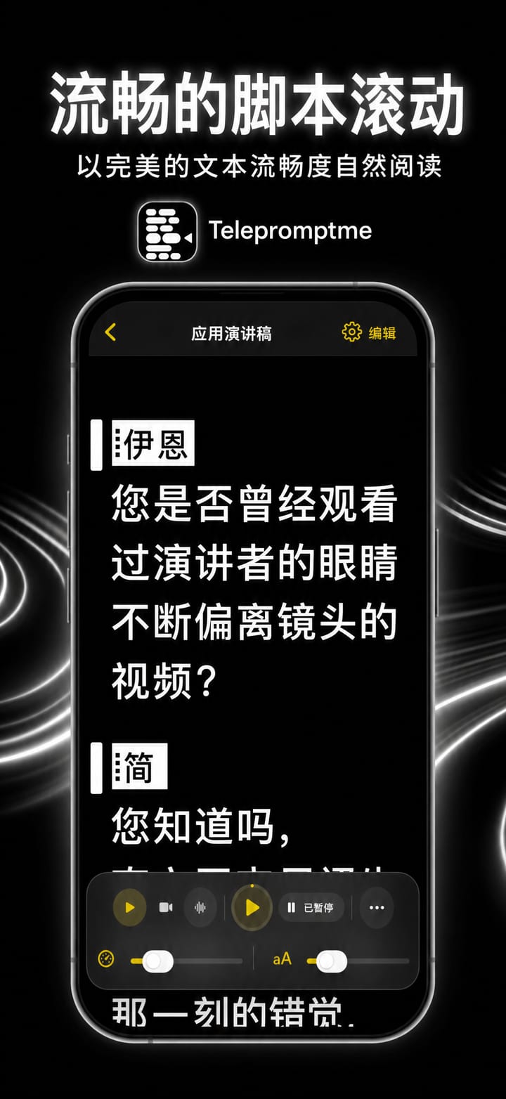 Telepromptme 在 iPhone 上以稳定的阅读速度滚动脚本