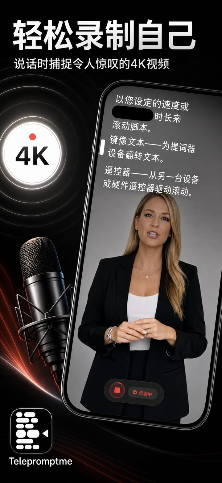 在 iPhone 上用 Telepromptme 一边读脚本一边录制视频