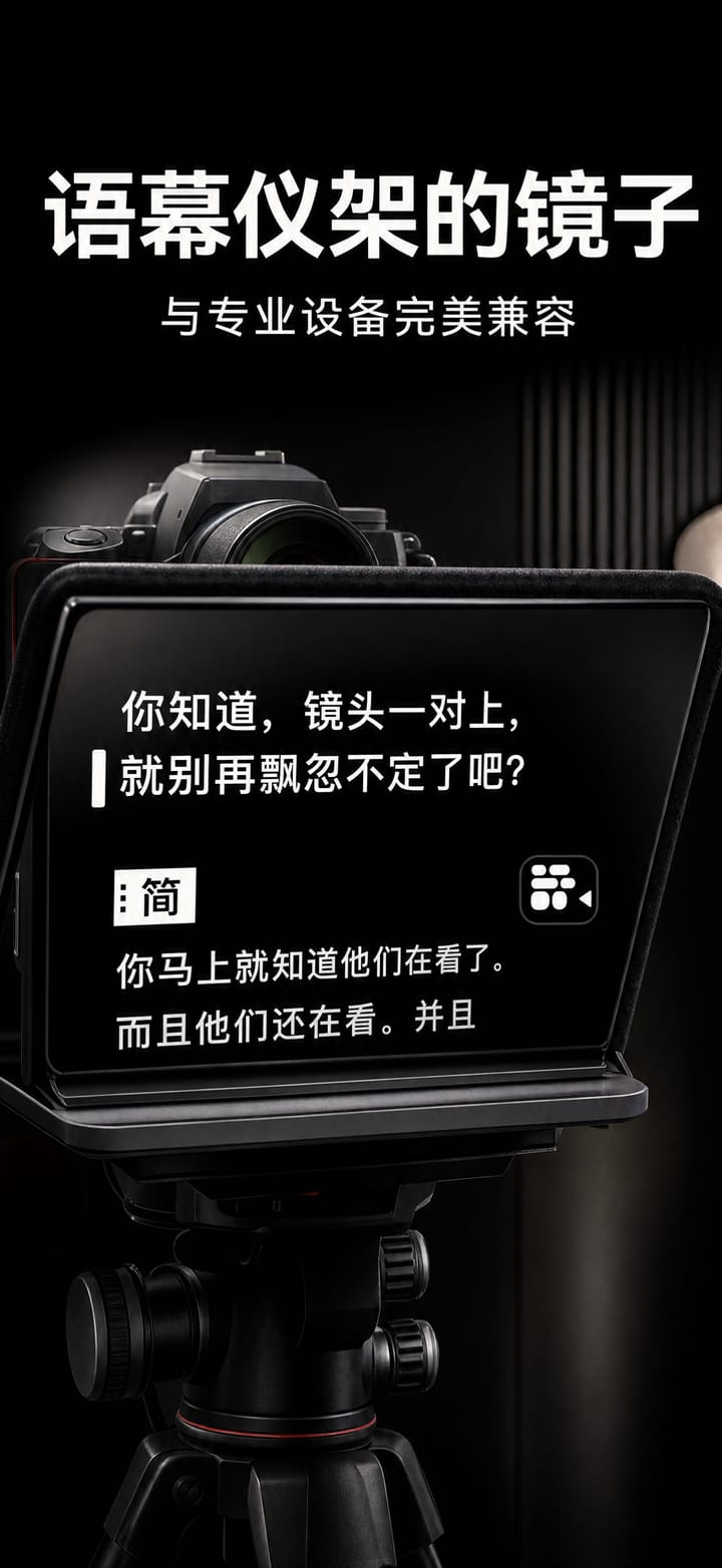 Telepromptme 在分光镜提词器支架上显示镜像文字