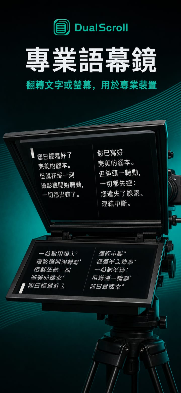 DualScroll 在分光鏡讀稿機支架上顯示鏡像文字